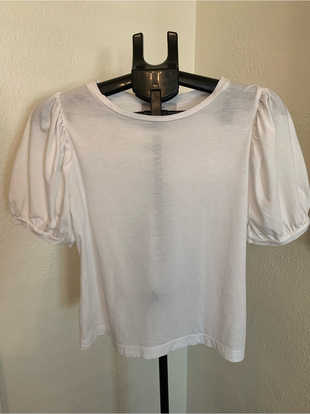 Loft White Puff Sleeve Women's Tee Classic Short Sleeve Top
